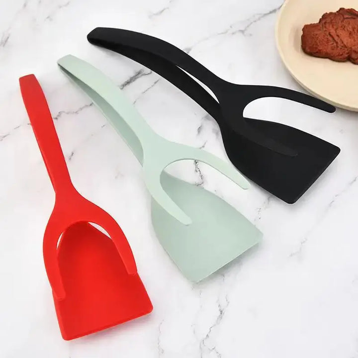 2 In 1 Nylon Grip Flip Tongs Egg Spatula