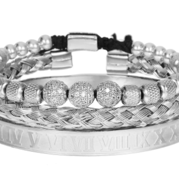 Luxury Micro Pave CZ Round Beads Royal Charm Men Bracelets