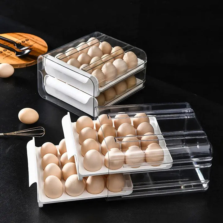 Refrigera 2-Layer Drawer Type Stackable Clear Plastic Egg Holder