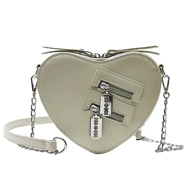 Heart Blade Zipper Chain Crossbody Bags