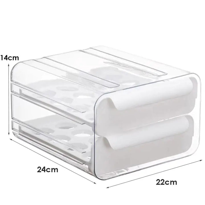 Refrigera 2-Layer Drawer Type Stackable Clear Plastic Egg Holder