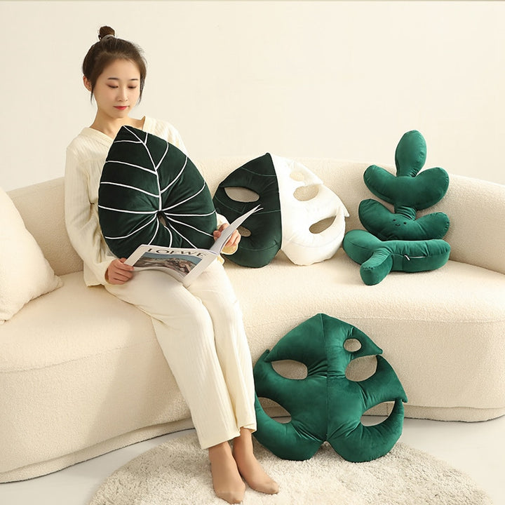 Green Leaf Plush Pillows